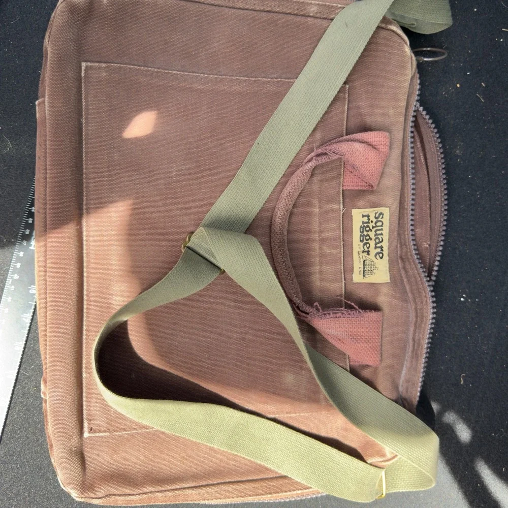 Lands End Square Rigger Canvas Laptop Briefcase Messenger Bag Brown Size OS